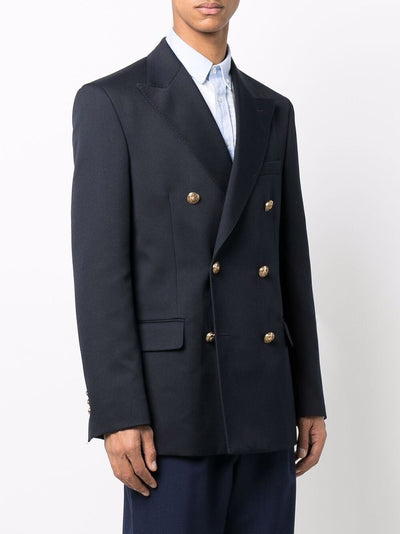 Golden M`s Double Breasted Blazer Compact Gabardine Wool