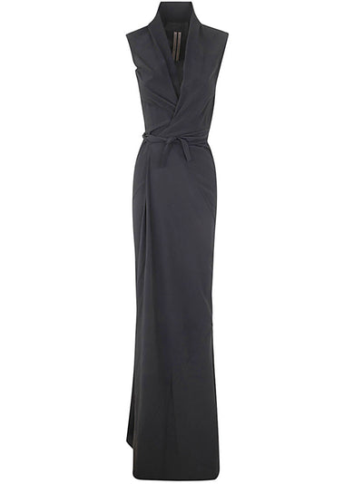 Sleeveless Long Wrap Gown Dress