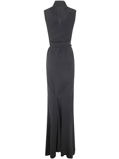 Sleeveless Long Wrap Gown Dress