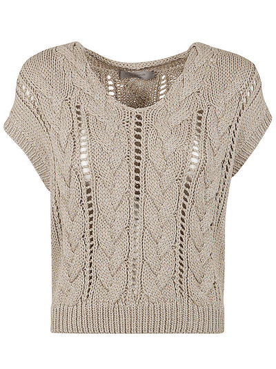 Lux Sleeveless V Neck Braided Sweater