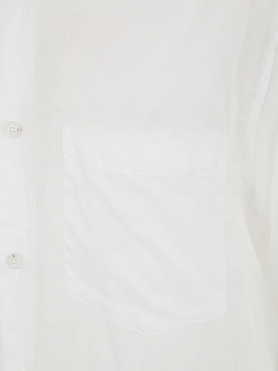 Gabi Long Relax Fit Shirt Draped On Back Light Cotton Voile White