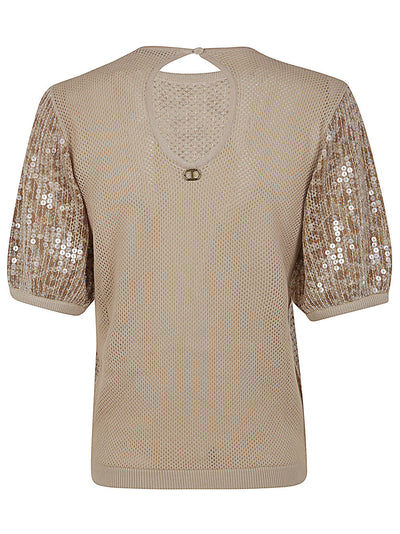 Short Sleeve Sequined Pullover