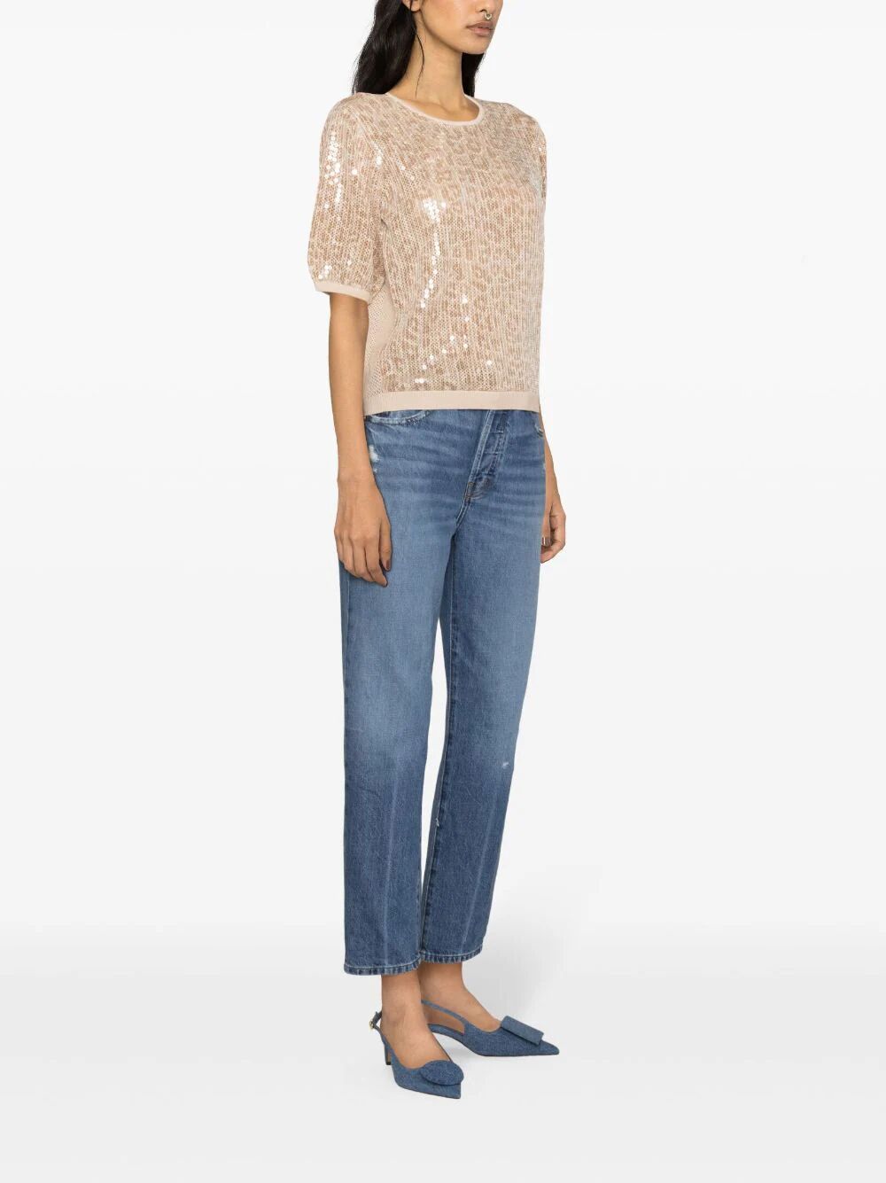 Short Sleeve Sequined Pullover