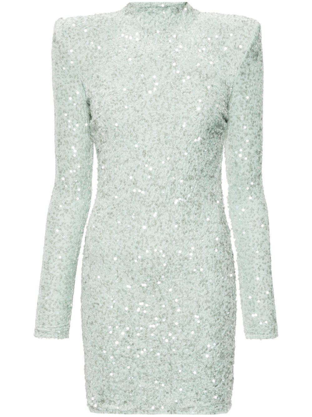 Long Sleeves High Neck Dress With Paillettes