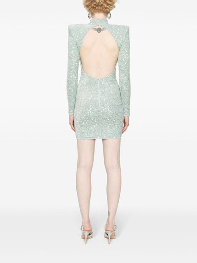 Long Sleeves High Neck Dress With Paillettes