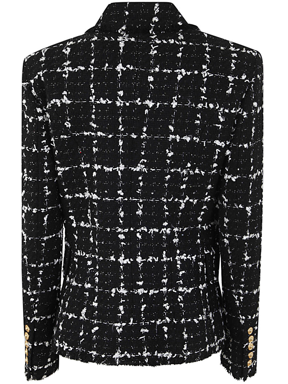 Six Button Double Breasted Squared Tweed Jacket