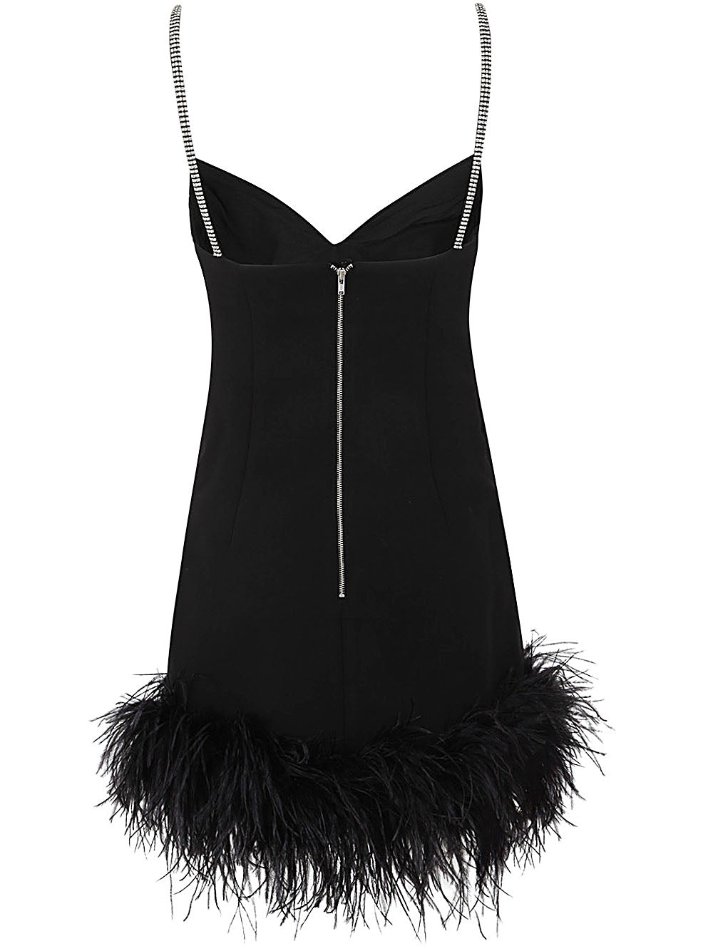 Black Crepe Feather Mini Dress