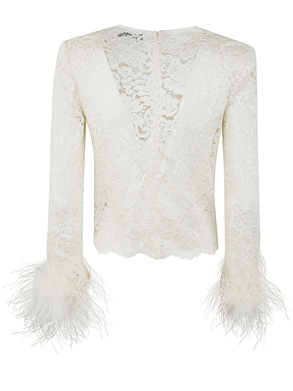 Cream Cord Lace Feather Top