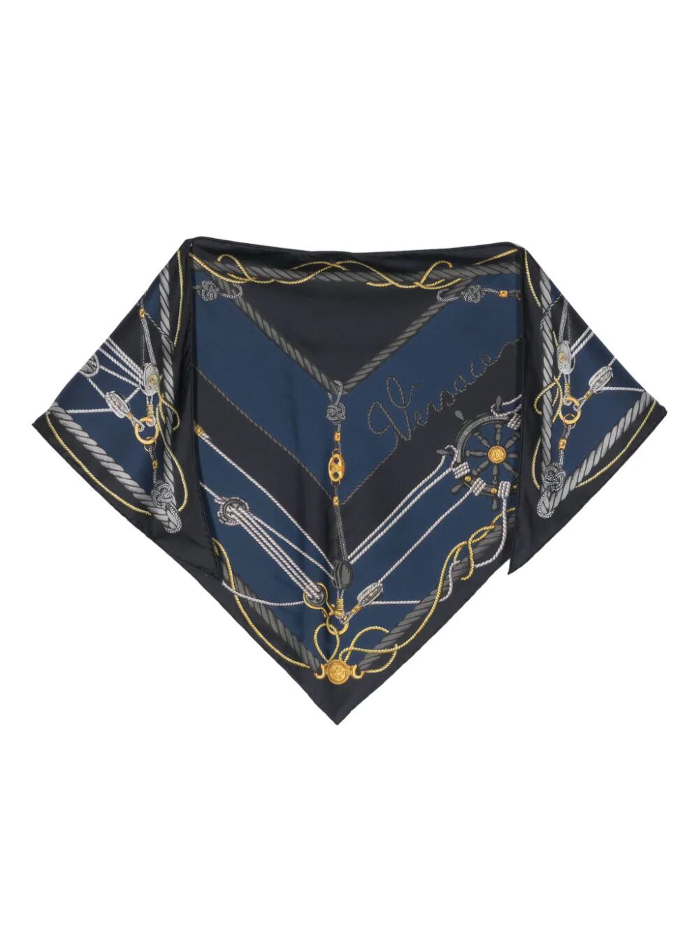 Triangle Foulard 130x60 Side 90 Nautical Print Bio Silk Twill Accessory