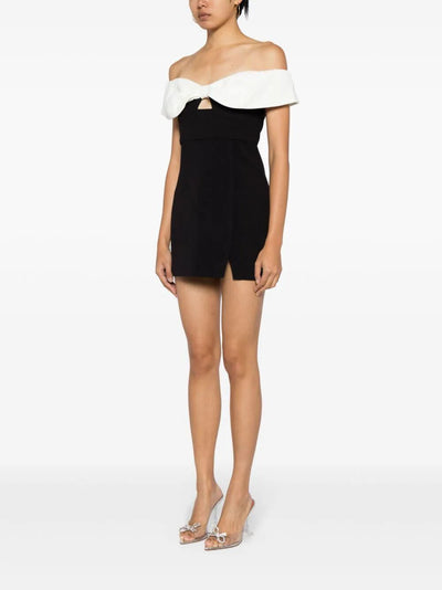 Black Crepe Bow Mini Dress