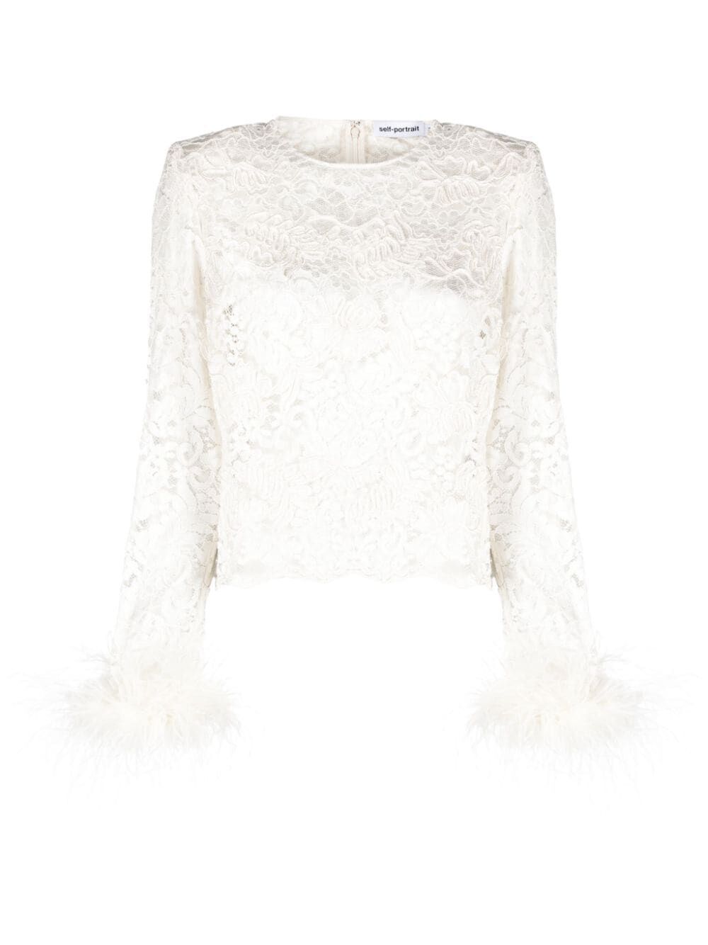 Cream Cord Lace Feather Top