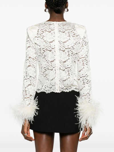 Cream Cord Lace Feather Top