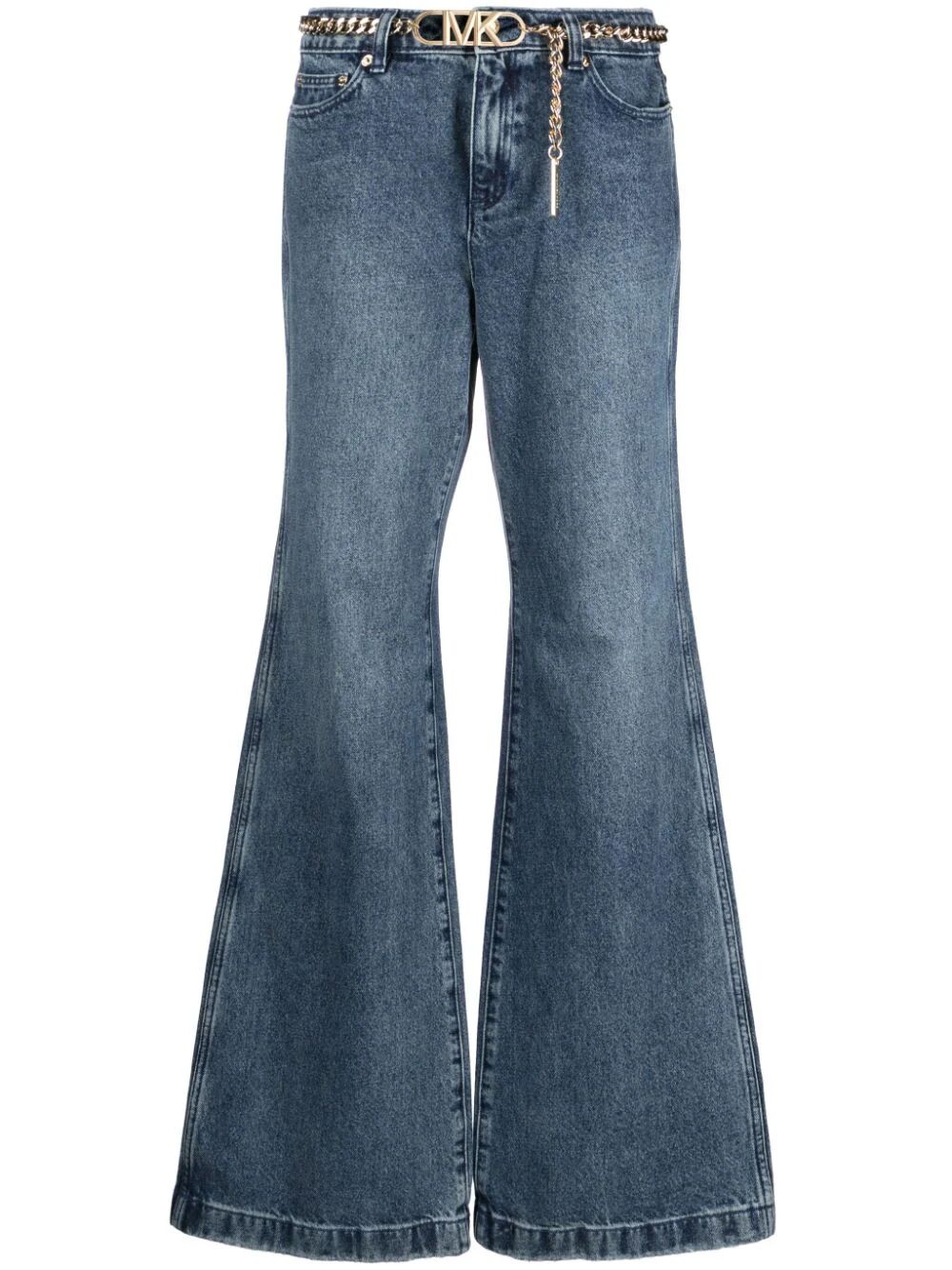 Wide Flared Jeans With Belt