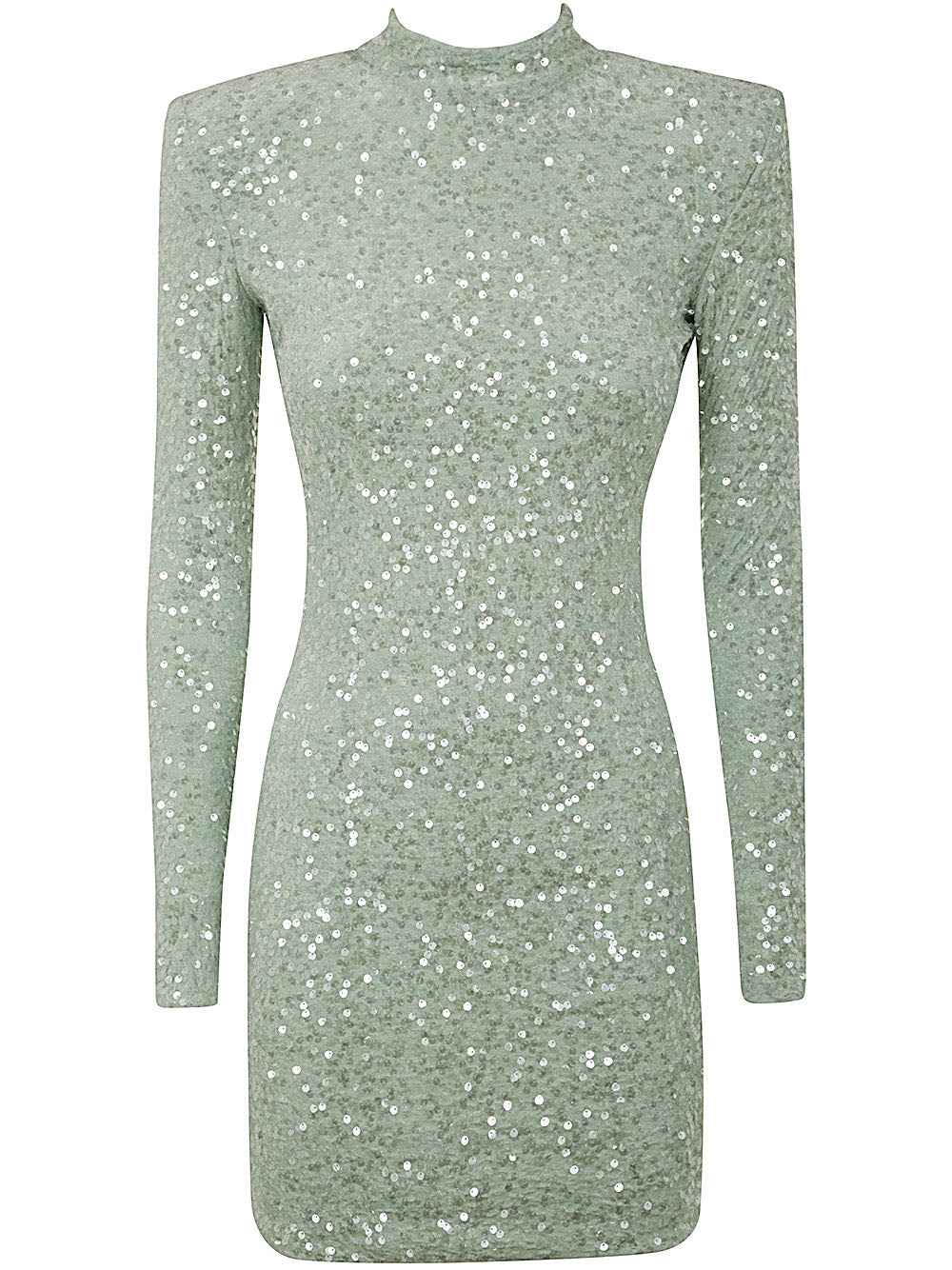 Long Sleeves High Neck Dress With Paillettes