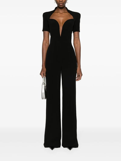 Open Neck Tailored Crepe Jumpsuit