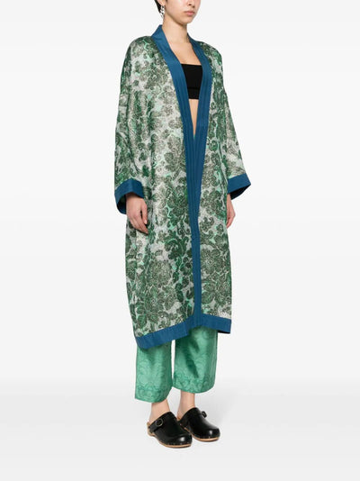 Printed Kimono With Contrast Hems