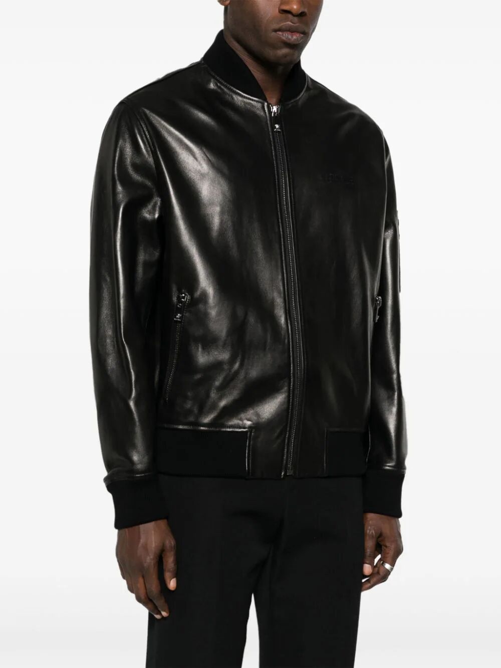 Blouson Leather Solid Leather Versace Embroidery