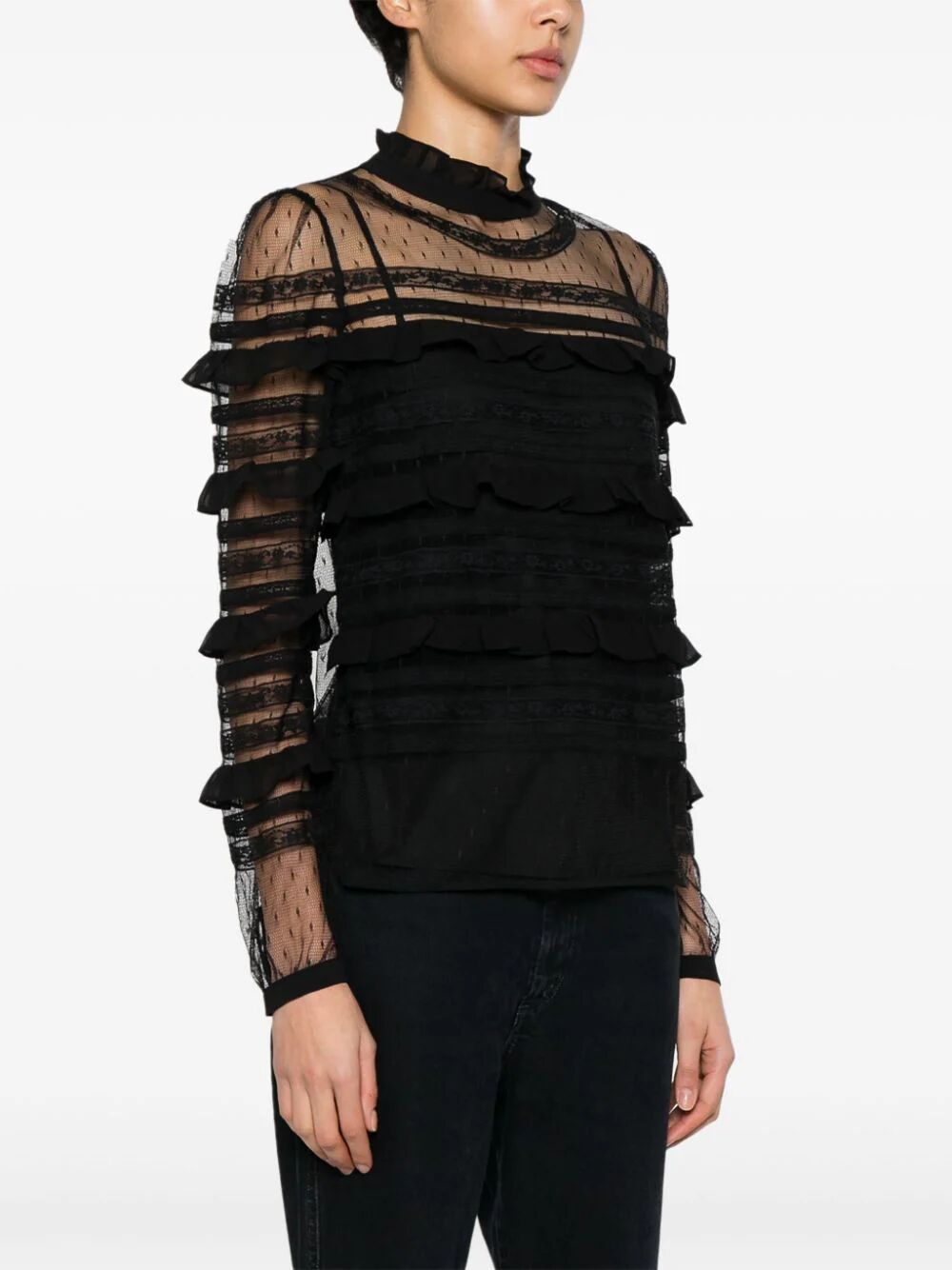 Long Sleeves Laced Shirt