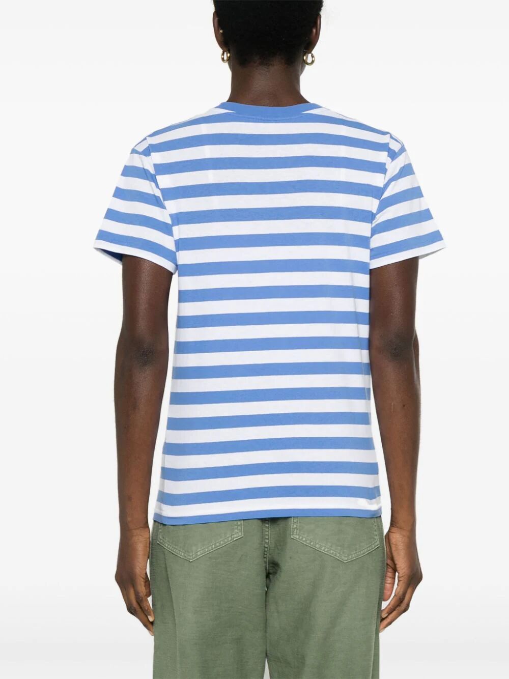 Short Sleeves Striped T-shirt With Teddy