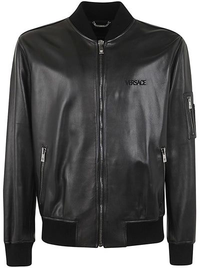 Blouson Leather Solid Leather Versace Embroidery