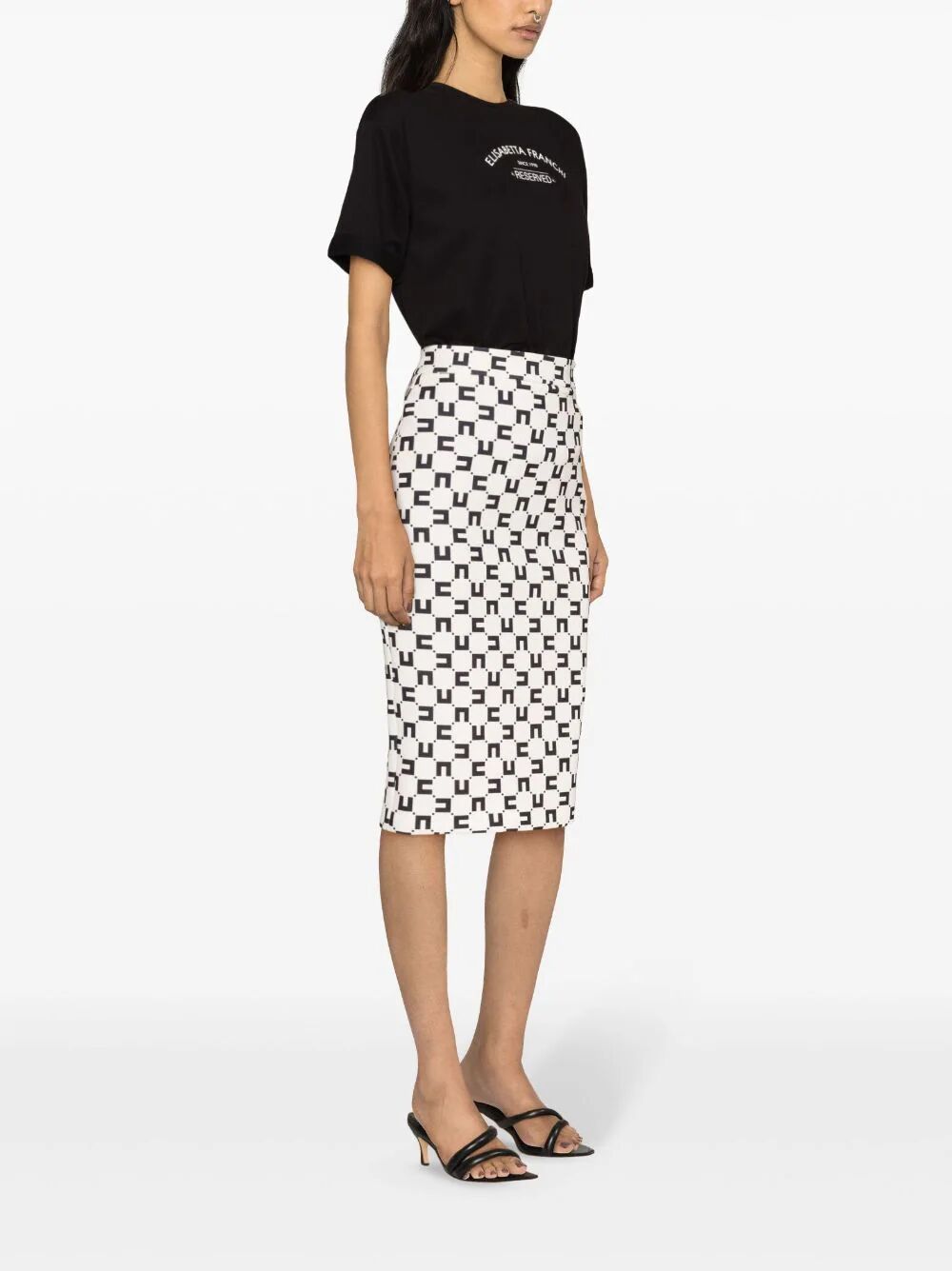 Macro Printing Pencil Skirt With Belt