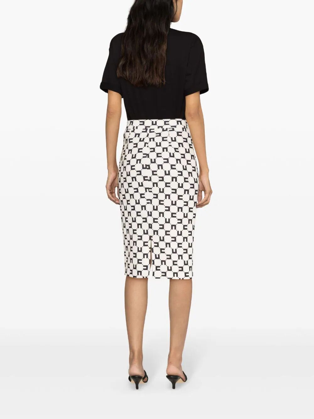 Macro Printing Pencil Skirt With Belt