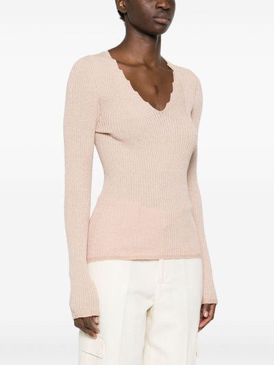 V Neck Ribbed Sweater