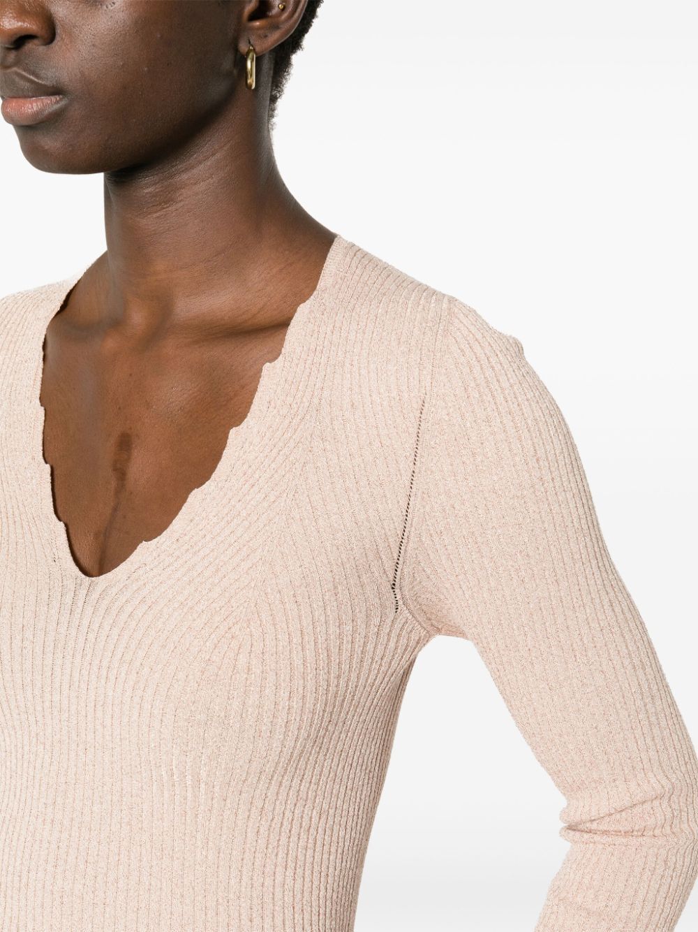 V Neck Ribbed Sweater