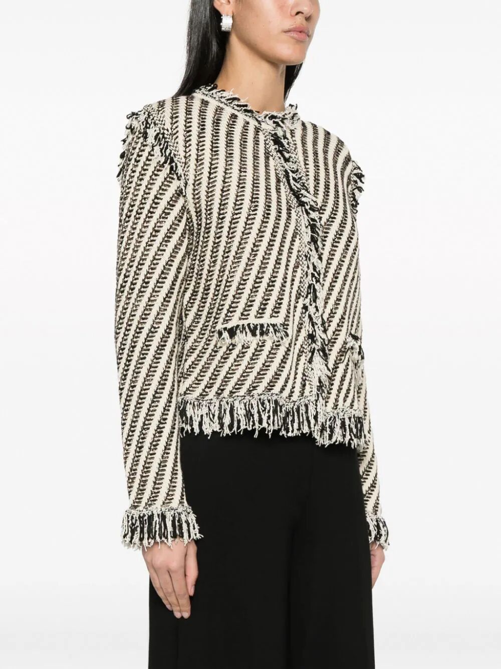 Striped Jacket With Fringes