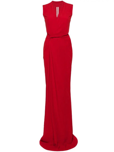 Sleeveless Long Wrap Gown Dress