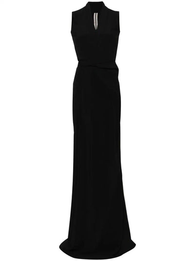 Sleeveless Long Wrap Gown Dress