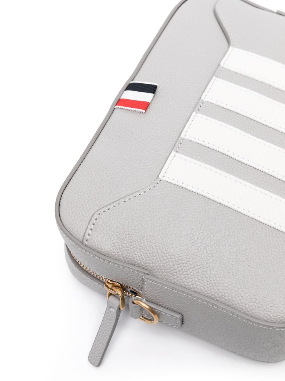 Small Camera Bag With Rwb Strap & 4 Bar Stripes In Pebble Grain Leather