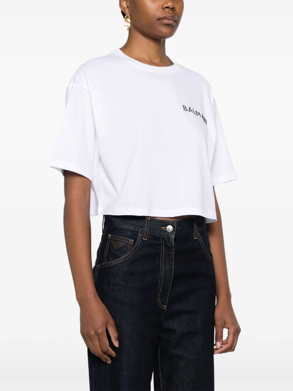 Balmain Laminated Cropped T-shirt