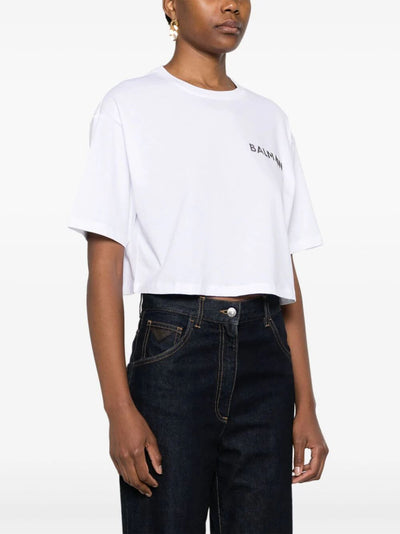 Balmain Laminated Cropped T-shirt