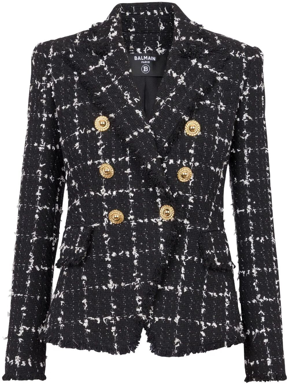 Six Button Double Breasted Squared Tweed Jacket