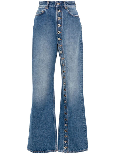 Denim Jean With One Leg Buttons Detail
