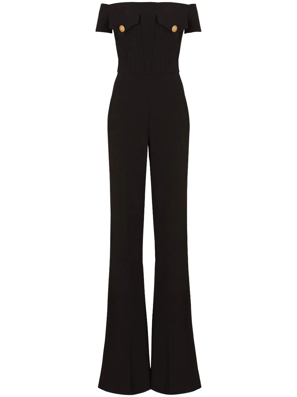 Off-shoulders Flare Crepe Jumpsuit