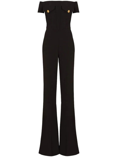 Off-shoulders Flare Crepe Jumpsuit