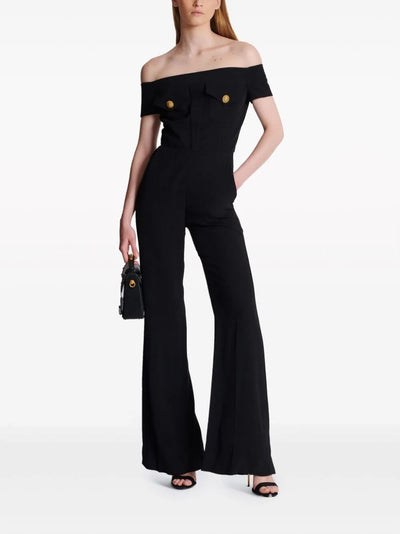 Off-shoulders Flare Crepe Jumpsuit