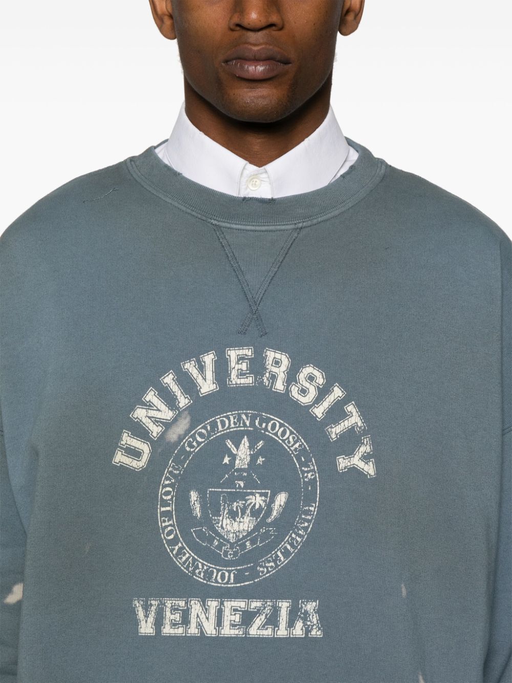 Journey Unisex Crew Neck Vintage College Print Sweatshirt