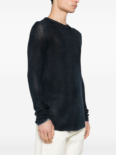 Round Neck Linen Pullover With Shadows