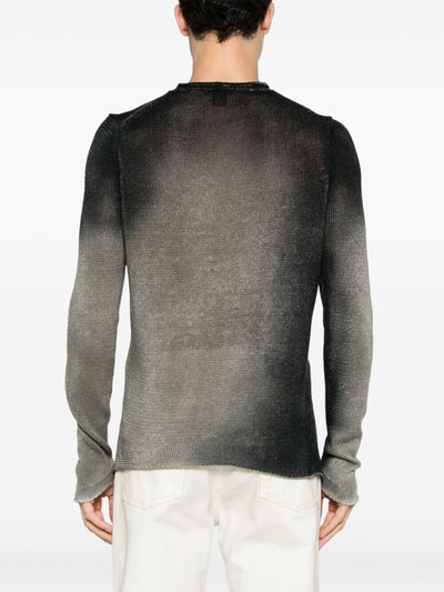 Round Neck Linen Pullover With Shadows