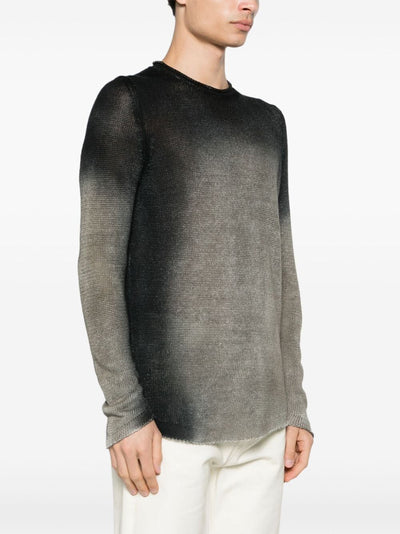 Round Neck Linen Pullover With Shadows