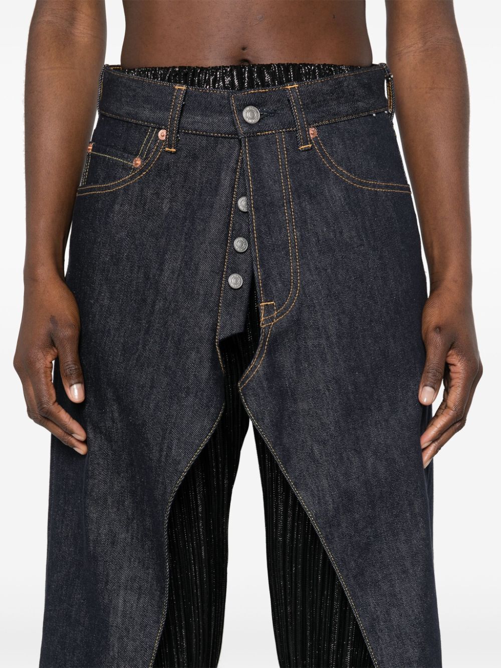 Pleated Denim Pants