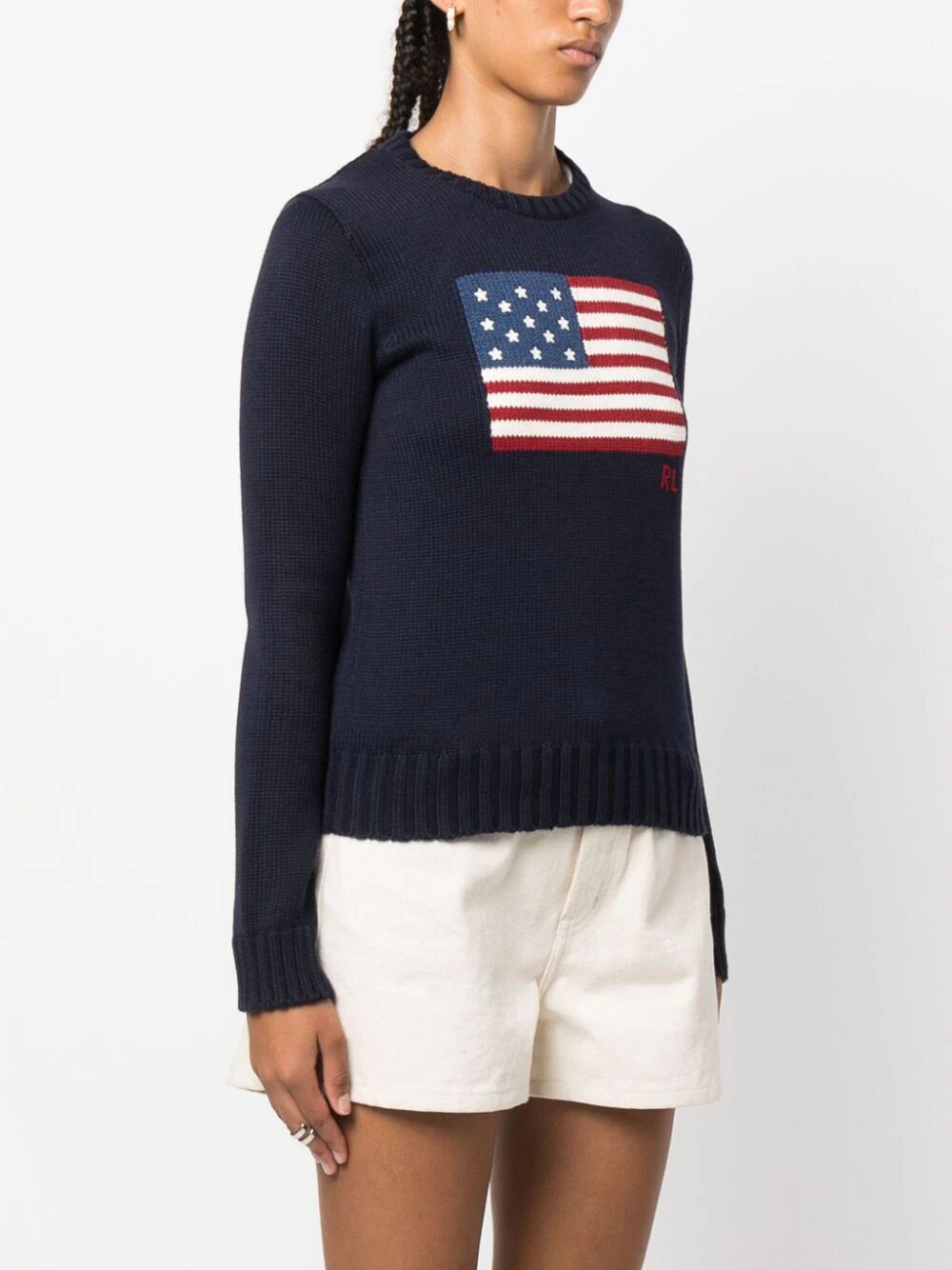 Crew Neck Sweater With Flag