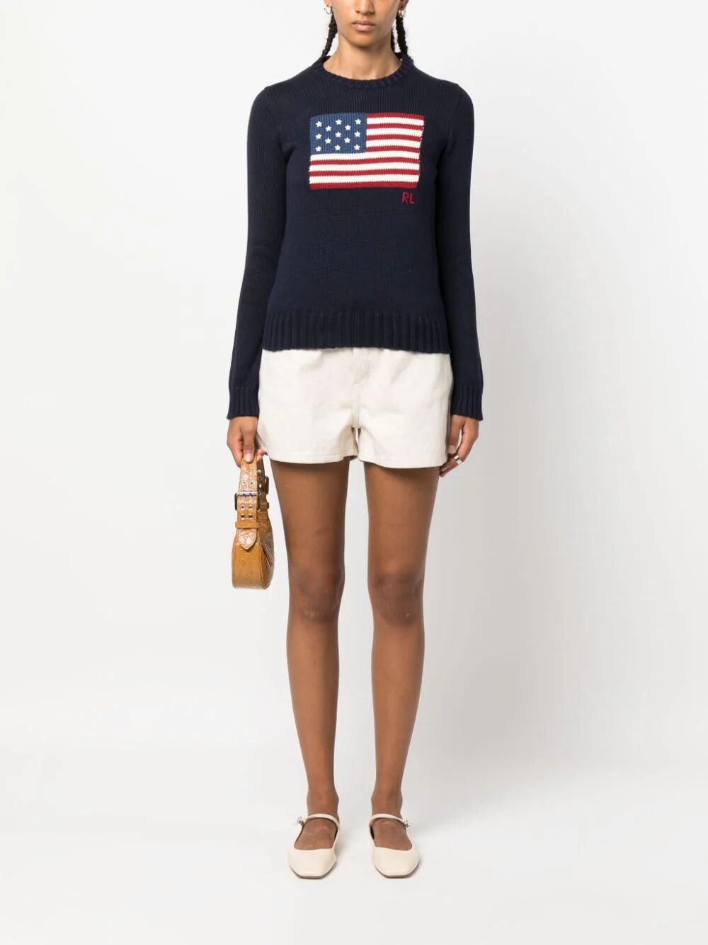 Crew Neck Sweater With Flag