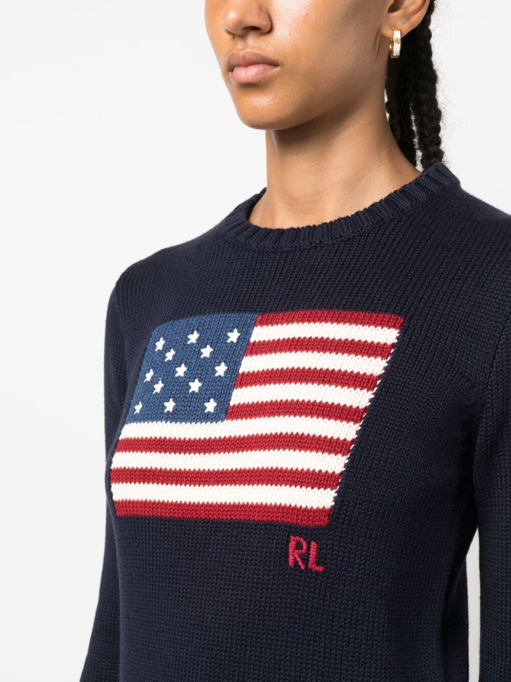 Crew Neck Sweater With Flag