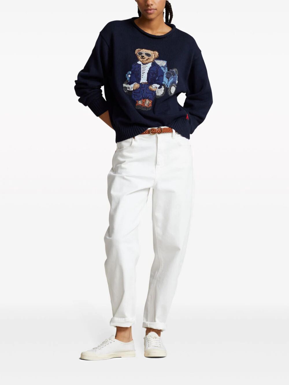 Crew Neck Sweater With Teddy And Car