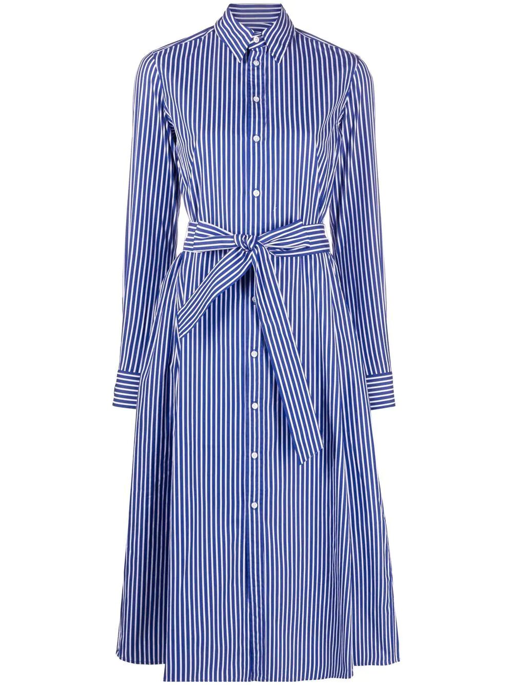 Long Sleeves Chemisier Striped Long Dress