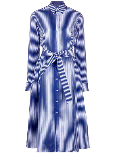 Long Sleeves Chemisier Striped Long Dress